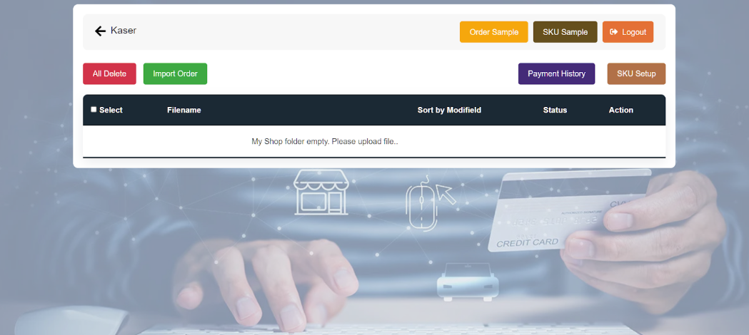 MyShop order management interface