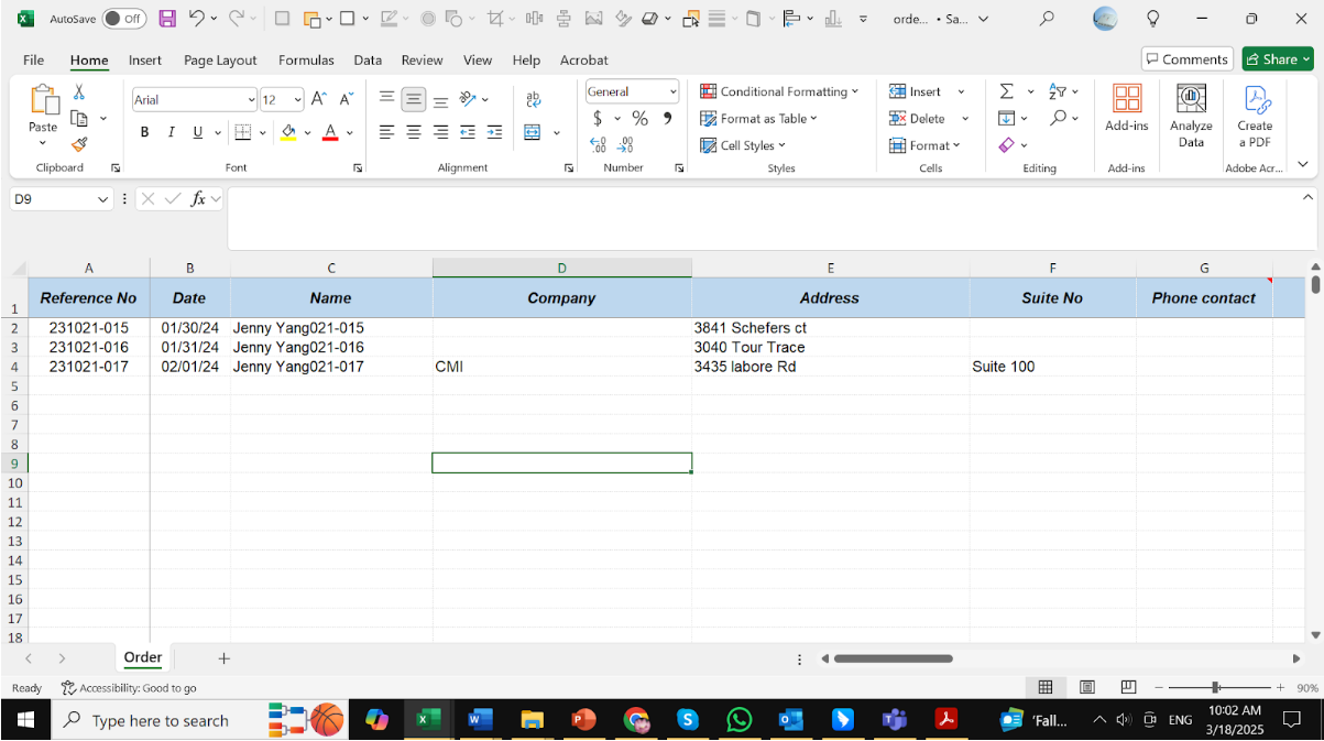 Order mapping example 3
